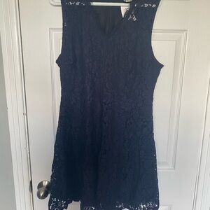 H&M Navy Blue Floral Lace Sleeveless Mini Dress Size Large L NWT